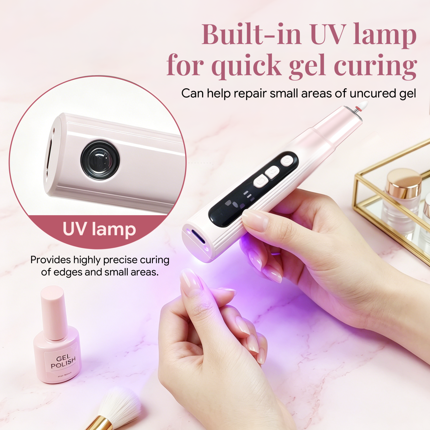  Morovan 2-in-1 Cordless Nail Drill & UV Lamp Kit,All-in-One Portable Set for Acrylic, Gel & Dip Nails, Home Salon & Travel Manicure