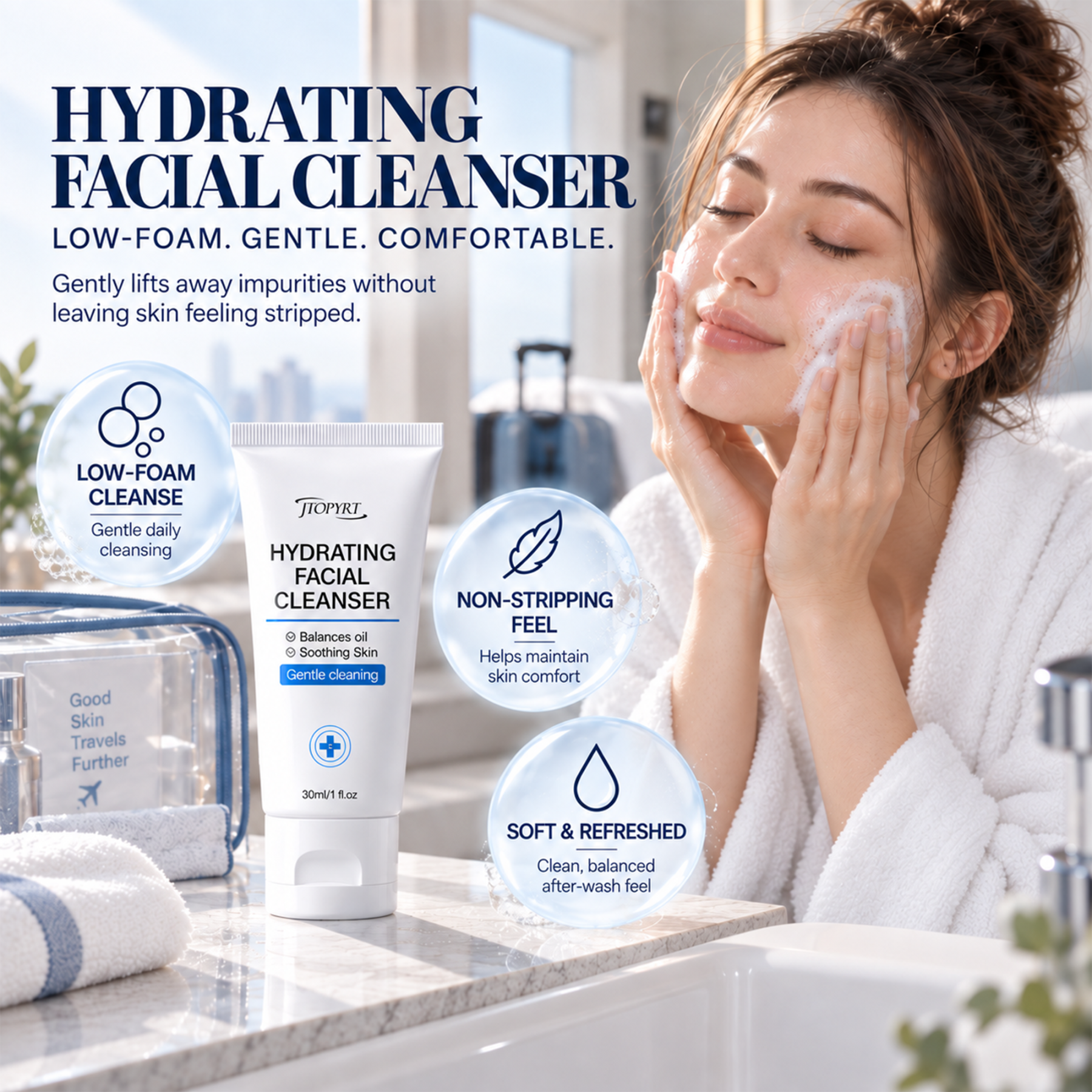 Jtopyrt Skin Care Set Niacinamide Repair Travel Kits, Cleanser, Toner, Serum, Face Cream Gifts for Women, Suitable for Sensitive Skin