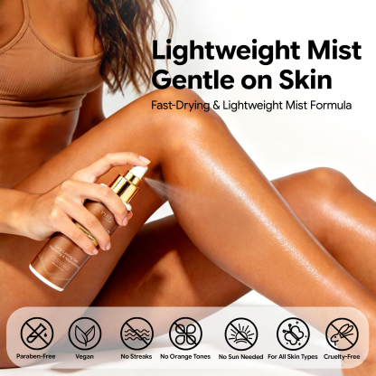 Jtopyrt Self Tanner Spray Mess and Streak Free with Natural Ingredients for Long Lasting Tan at Home for All Skin Type