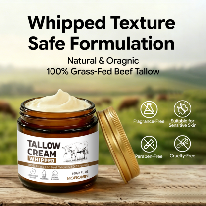 Morovan Face Moisturizer Whipped Beef Tallow Cream 5D Ceramide Daily Skincare Face Sensitive Skin 2 fl oz