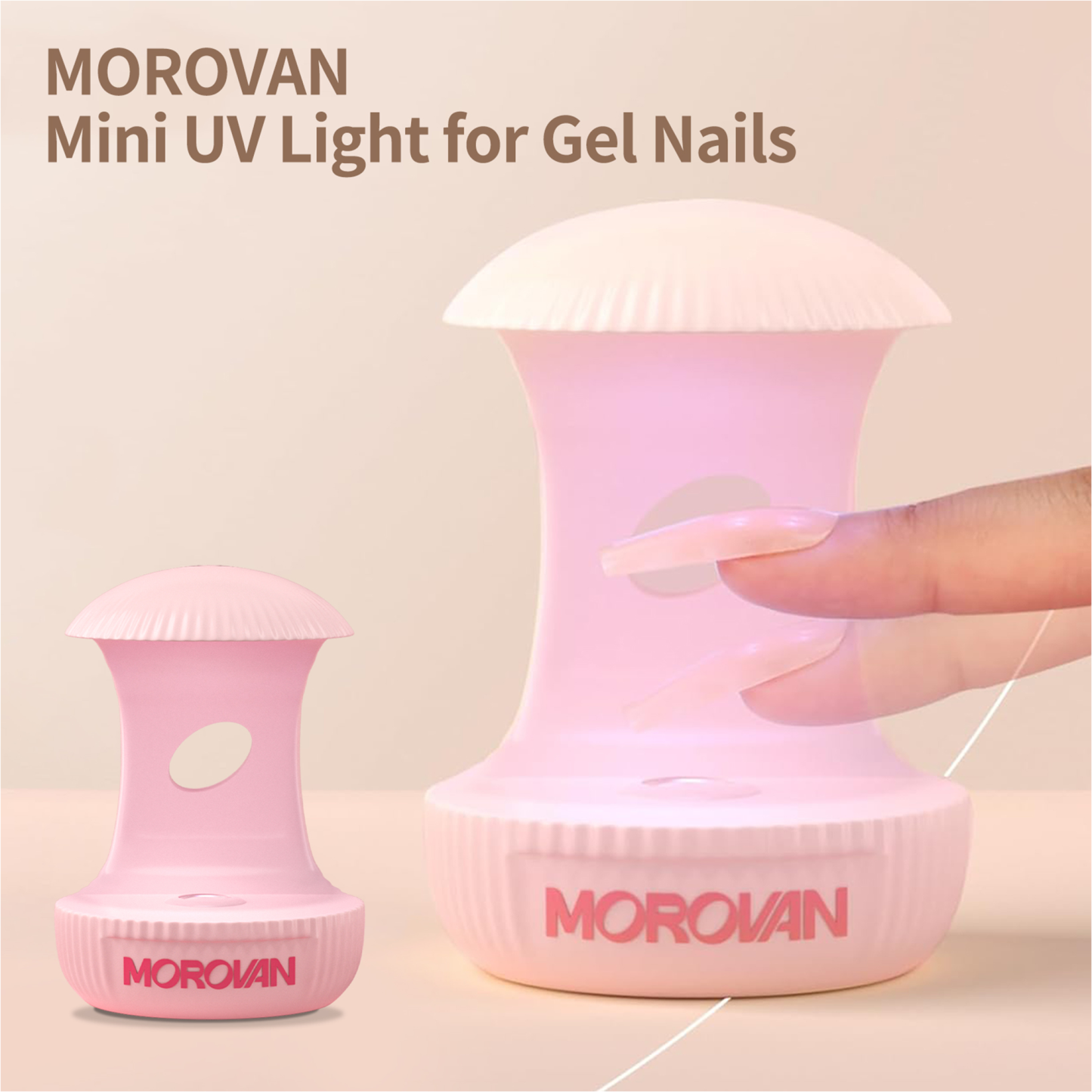 Morovan Mini Light For Gel Nails, Small Nail Light, Eggshell LED Nail Lamp, USB Nail Dryer for Fast Curing, Pink