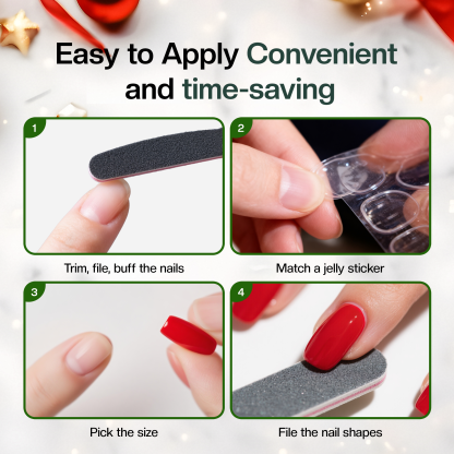 Morovan Christmas Press on Nails,Snowflake False Nails - Glue on, Fake, Stick on Nails for Women,12 Sizes