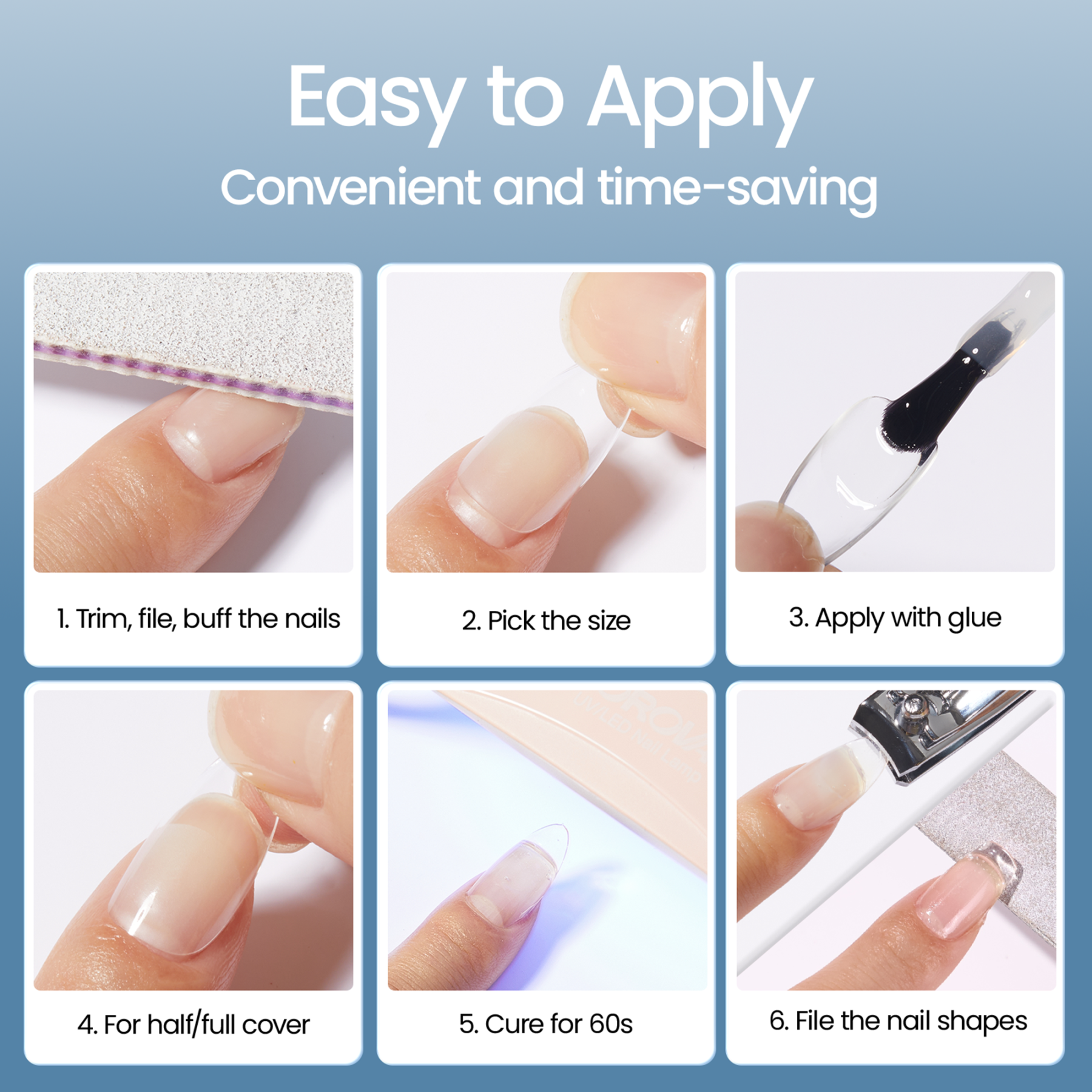 Morovan Long Almond Nail Tips Full Cover Clear Gelly Nails Tips Half Matte Acrylic Tips for Home DIY Salon Manicure 510PCS 15 Sizes