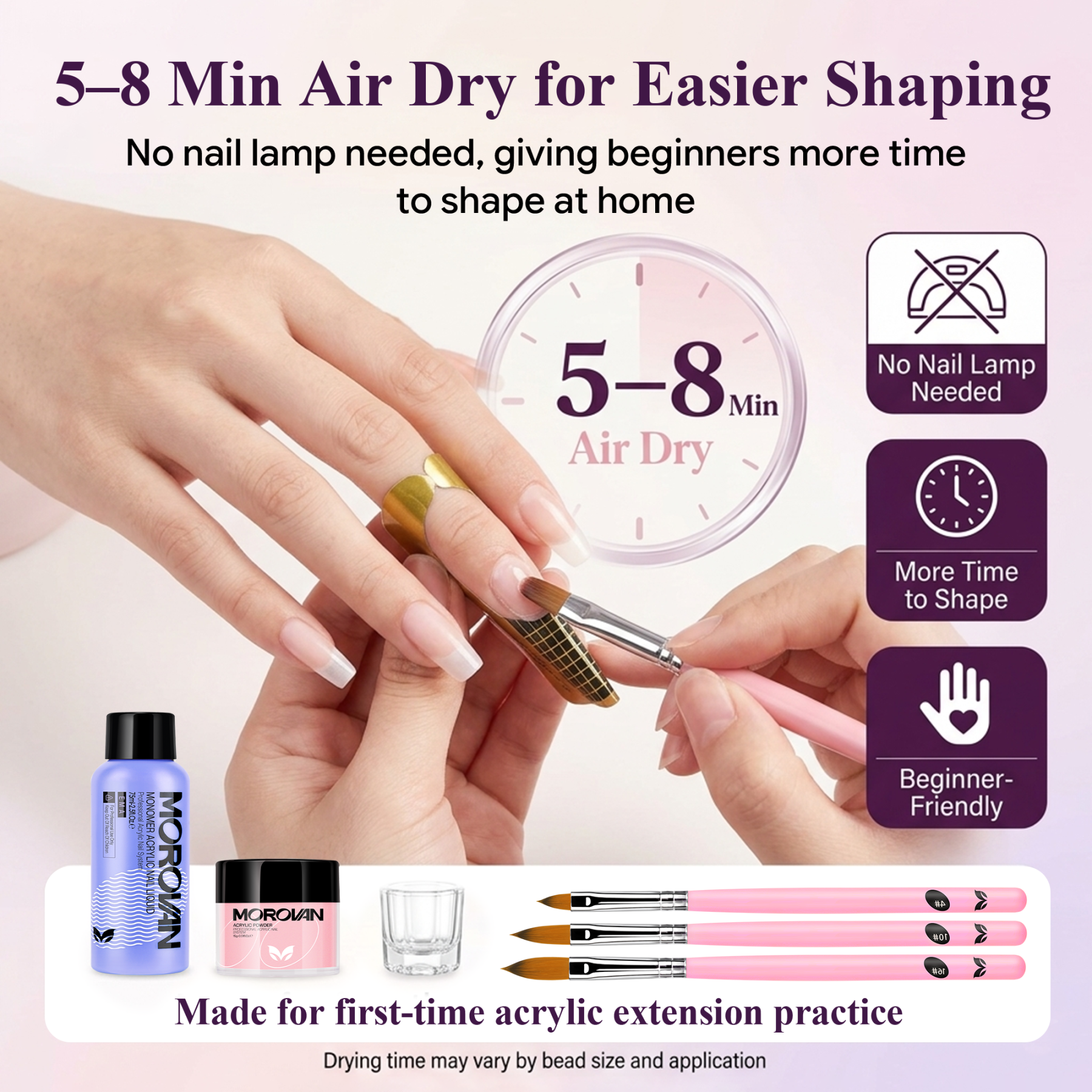 Morovan Acrylic Nail Kit with Drill,Complete Set for Beginners with Clear, White, Pink & Nude Acrylic Powder, Liquid, Brushes & Tools for Home Salon Nail Extensions