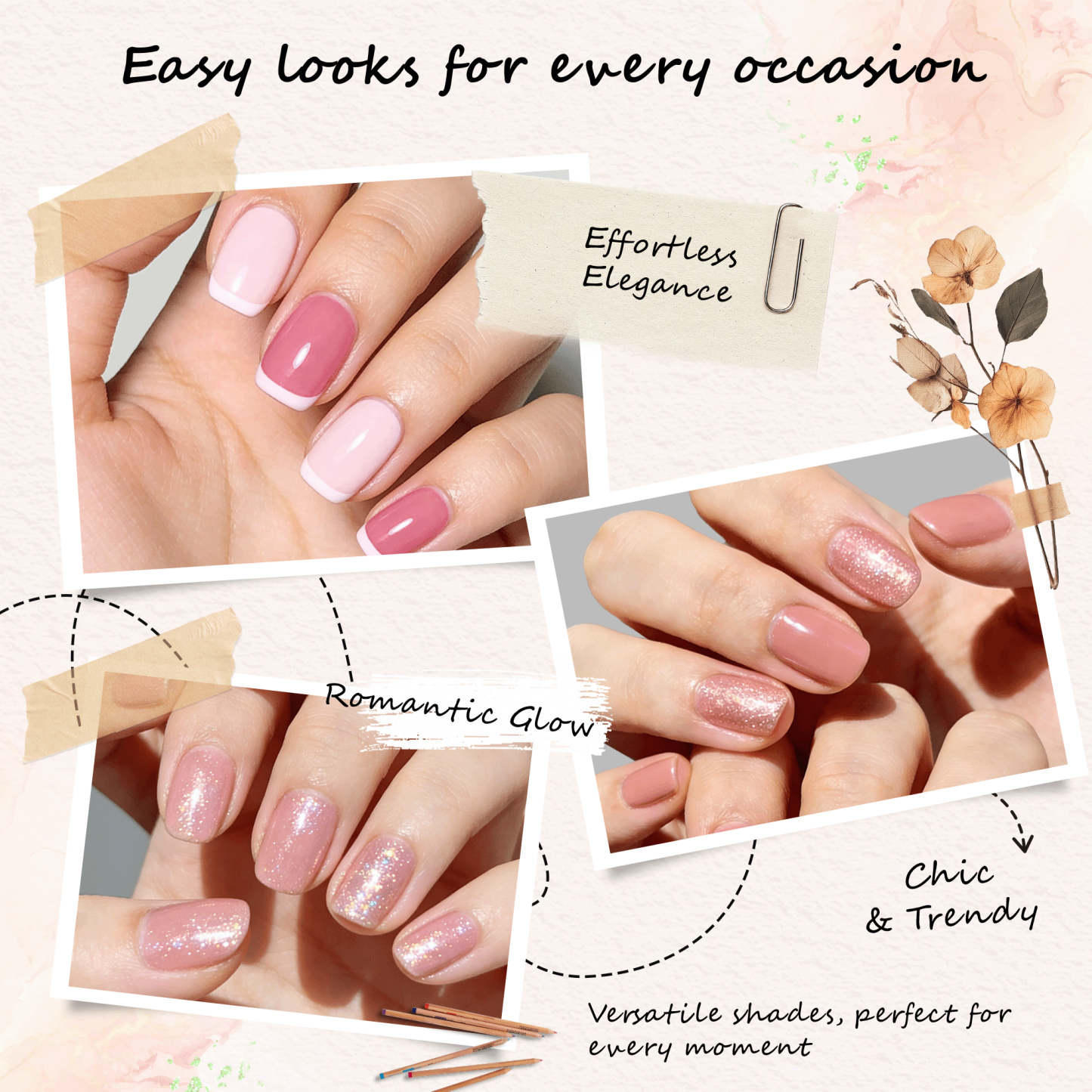 Morovan 7Pcs Pink Nude Nail Polish Set with 2 IN 1 Base and Top Coat,Nail Art Home DIY Fingernail Polish Gift Set for Women