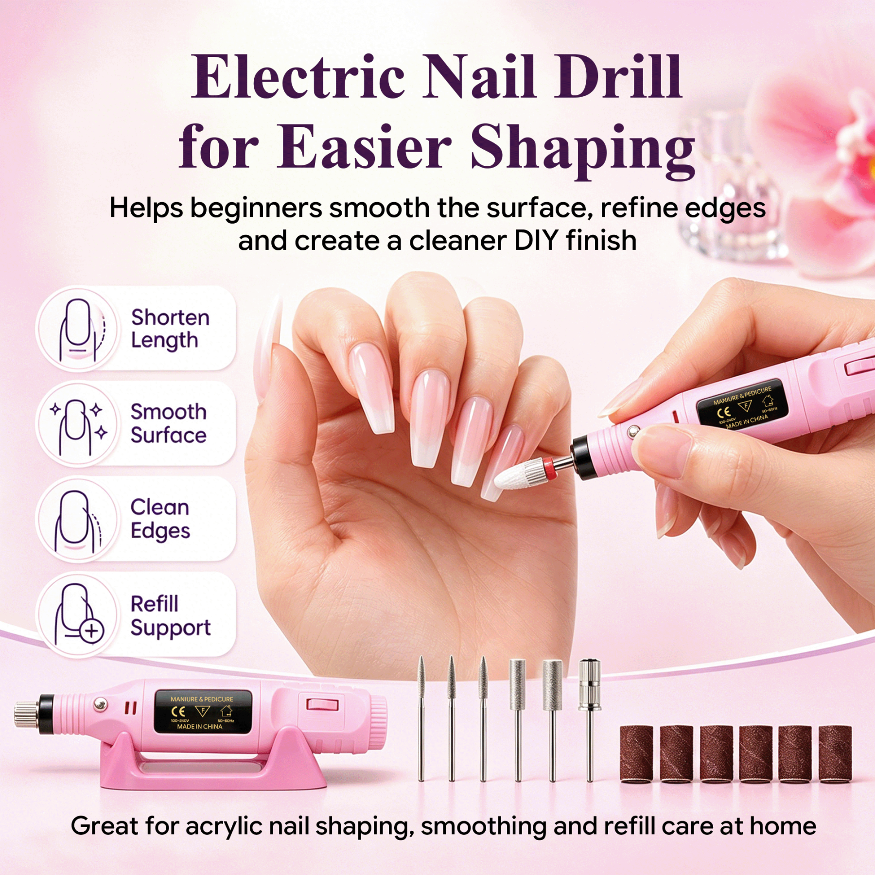 Morovan Acrylic Nail Kit with Drill,Complete Set for Beginners with Clear, White, Pink & Nude Acrylic Powder, Liquid, Brushes & Tools for Home Salon Nail Extensions