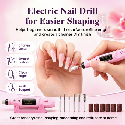 Morovan Acrylic Nail Kit with Drill,Complete Set for Beginners with Clear, White, Pink & Nude Acrylic Powder, Liquid, Brushes & Tools for Home Salon Nail Extensions