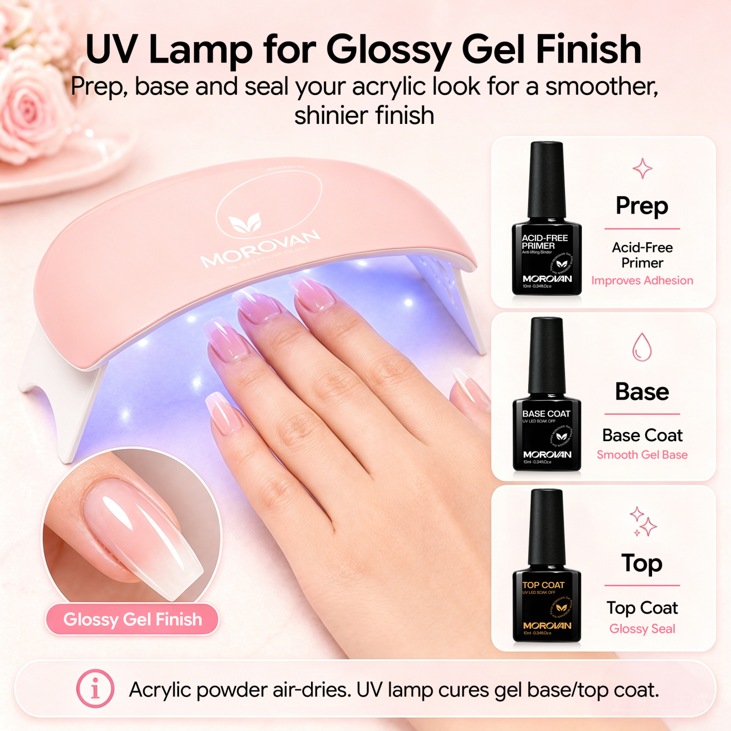 Morovan Acrylic Nail Kit with UV Light for Beginners,Complete DIY Set with Glitters,Nail Tips & Nail Art Tools Gift for Women