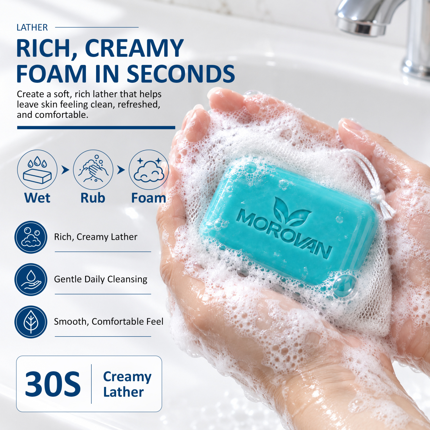 MOROVAN Antifungal Tea Tree Oil Soap Bars, Deep Body and Foot Cleansing, 3-Pack, 3.5-Ounce Each