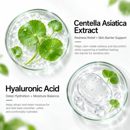 Jtopyrt Centella Cica 5-Piece Anti-Redness Soothing Skincare Set Gentle Daily Routine for Sensitive and Redness-Prone Skin