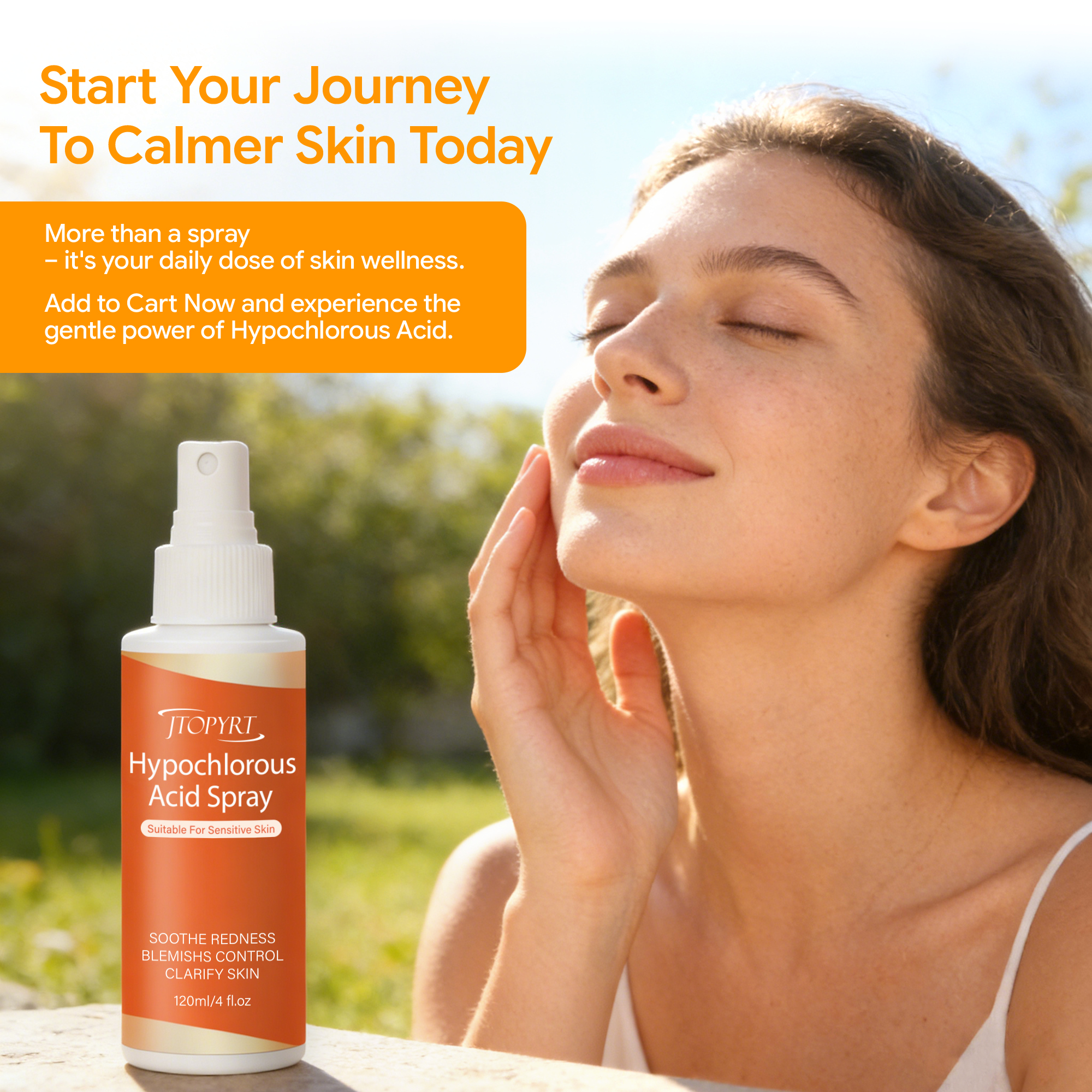 Jtopyrt Daily Rescue Facial Spray for Sensitive Skin Hypochlorous Acid Formula Helps Calm Redness & Blemishes 120ml
