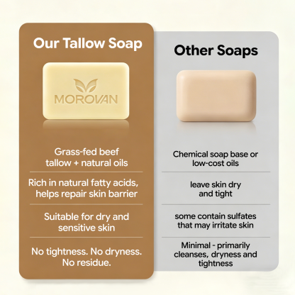 Tallow Soap Grass Fed Beef Moisturizing Bar Face Body Dry Sensitive Skin 4 Bars 5 oz Each