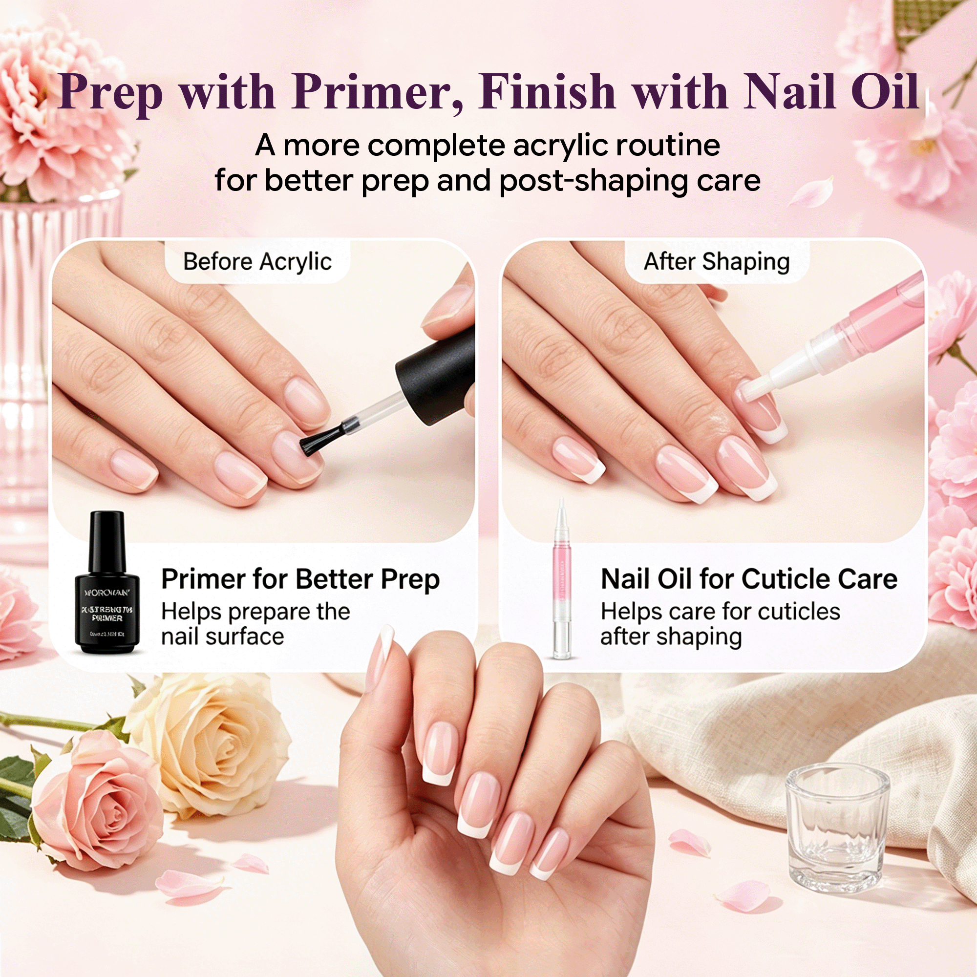 Morovan Acrylic Nail Kit with Drill,Complete Set for Beginners with Clear, White, Pink & Nude Acrylic Powder, Liquid, Brushes & Tools for Home Salon Nail Extensions
