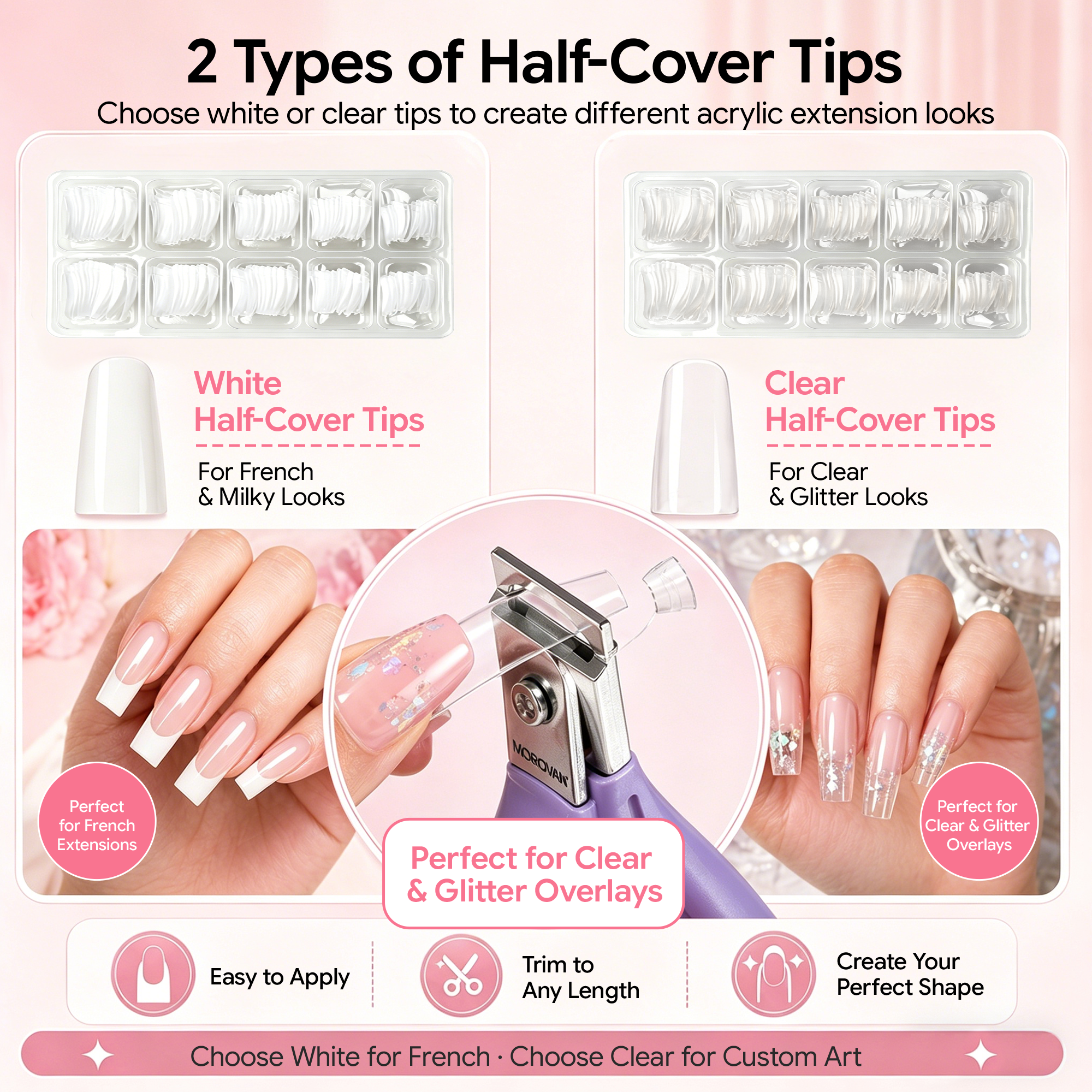 Morovan Acrylic Nail Kit with UV Light for Beginners,Complete DIY Set with Glitters,Nail Tips & Nail Art Tools Gift for Women