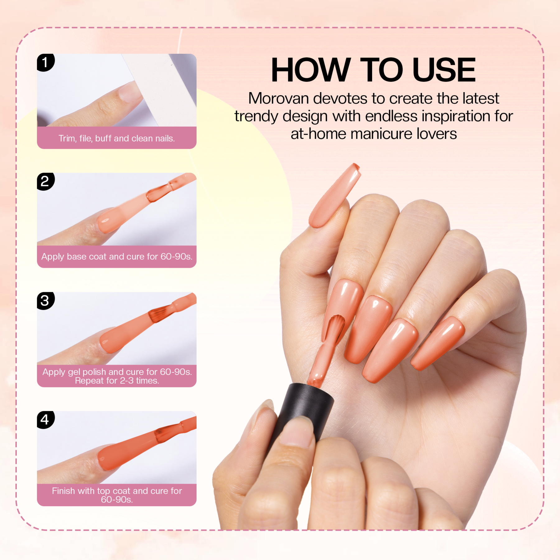 Morovan gel nail polish starter kit -6 colors, salon grade DIY nail enhancement kit