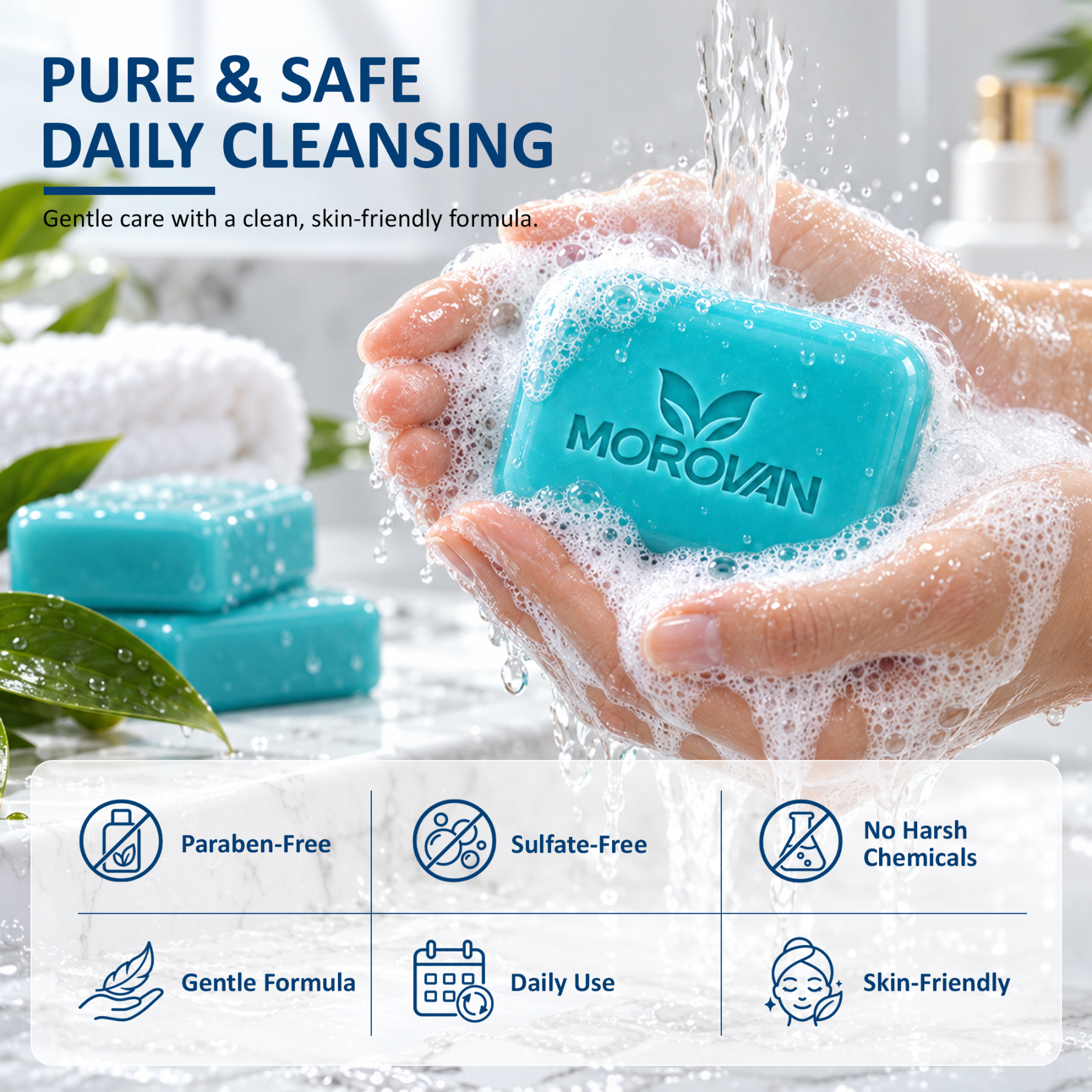 MOROVAN Antifungal Tea Tree Oil Soap Bars, Deep Body and Foot Cleansing, 3-Pack, 3.5-Ounce Each