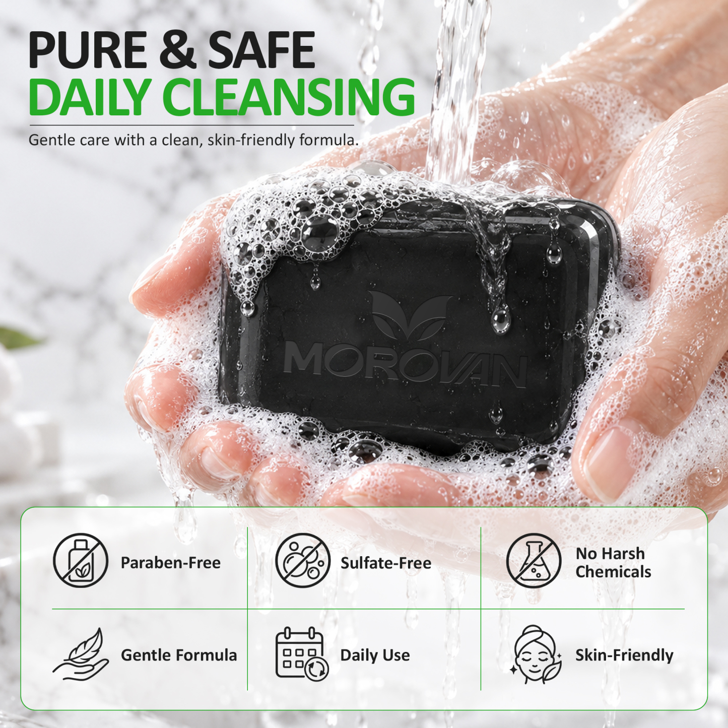 MOROVAN Antifungal Activated Charcoal Soap Bars for Athletes, Foot and Body Cleansing, 3-Pack, 3.5-Ounce Each