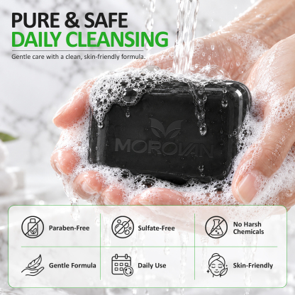 MOROVAN Antifungal Activated Charcoal Soap Bars for Athletes, Foot and Body Cleansing, 3-Pack, 3.5-Ounce Each