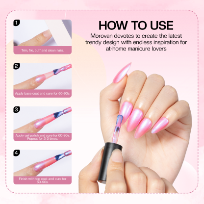 Morovan 6 Colors Pink Purple Shimmer Gel Nail Polish Kit - Long Lasting Glitter Gel Polish Set for Salon Quality Manicure at Home