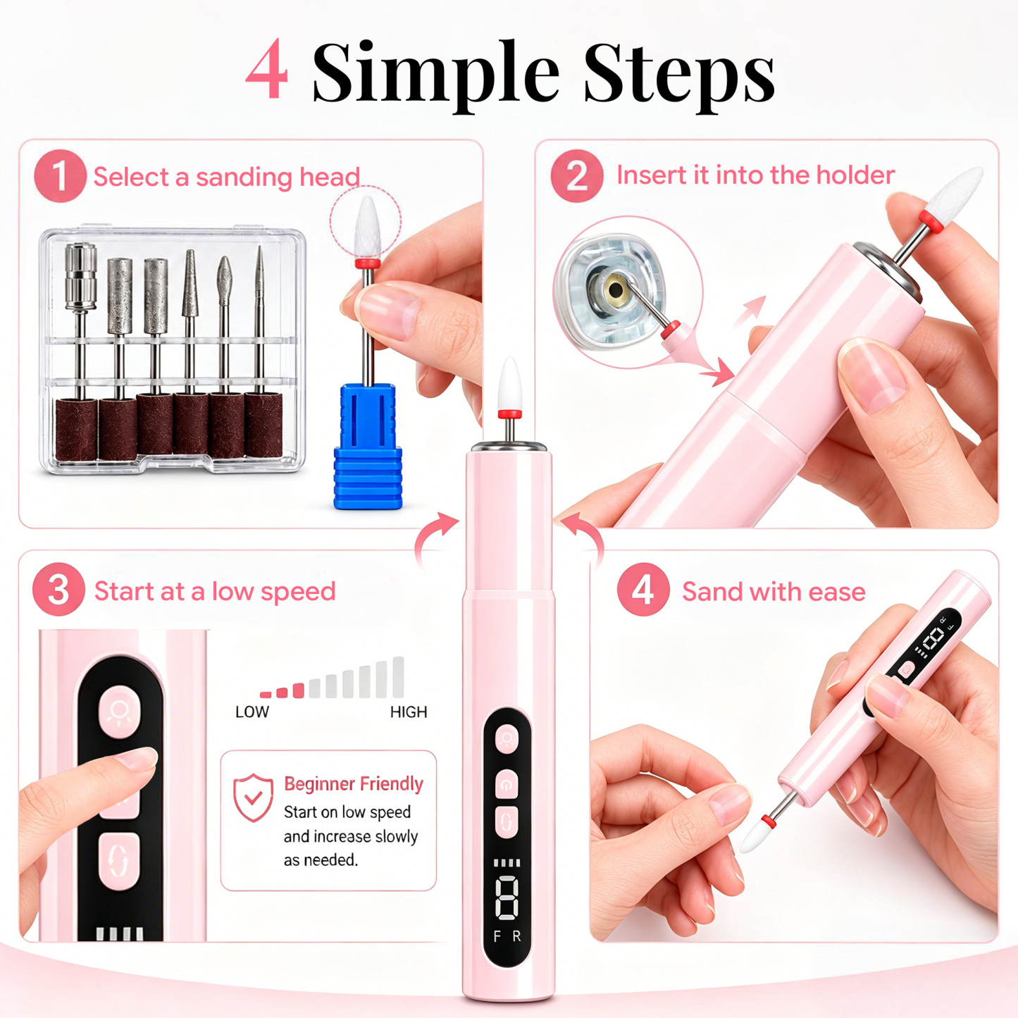  Morovan 2-in-1 Cordless Nail Drill & UV Lamp Kit,All-in-One Portable Set for Acrylic, Gel & Dip Nails, Home Salon & Travel Manicure