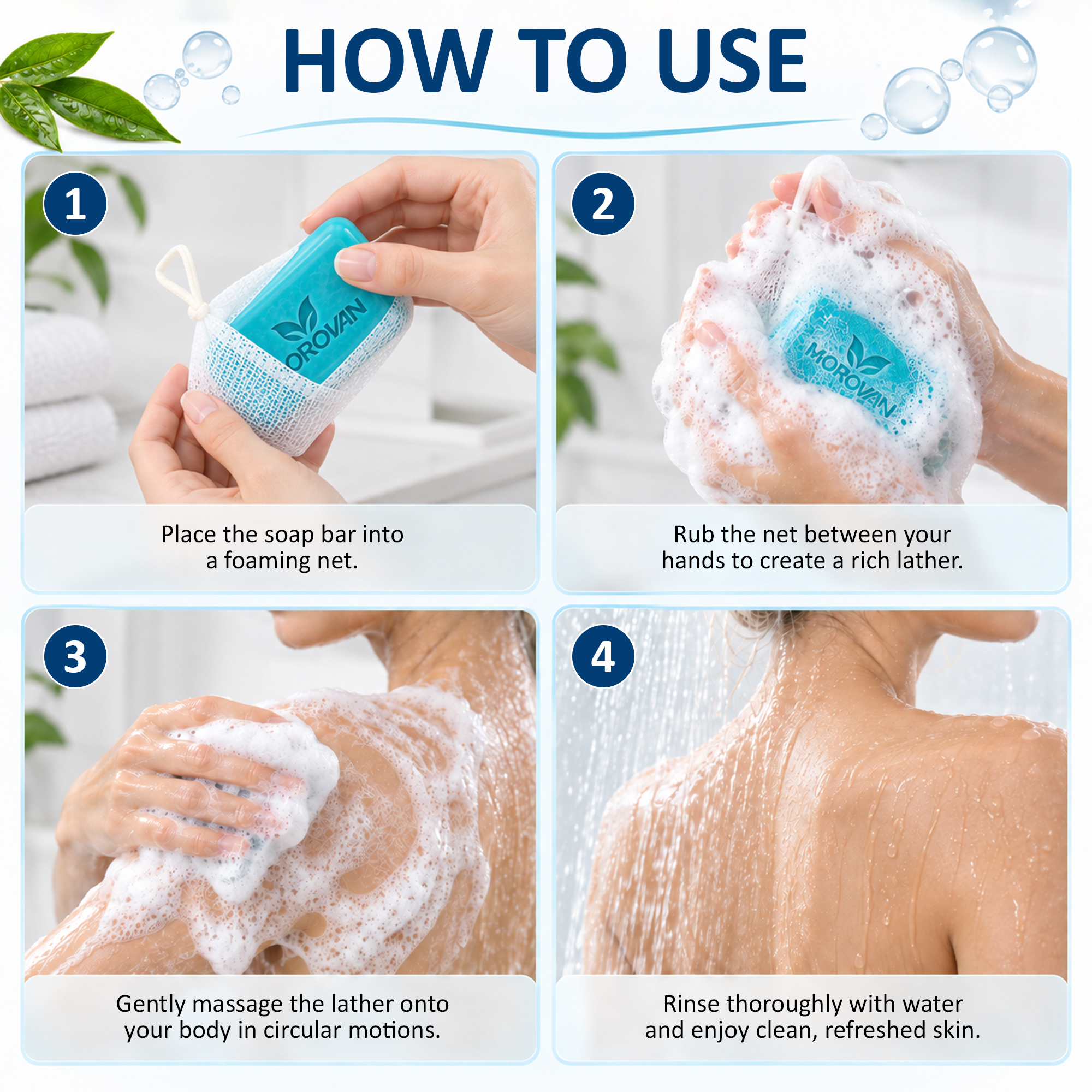MOROVAN Antifungal Tea Tree Oil Soap Bars, Deep Body and Foot Cleansing, 3-Pack, 3.5-Ounce Each