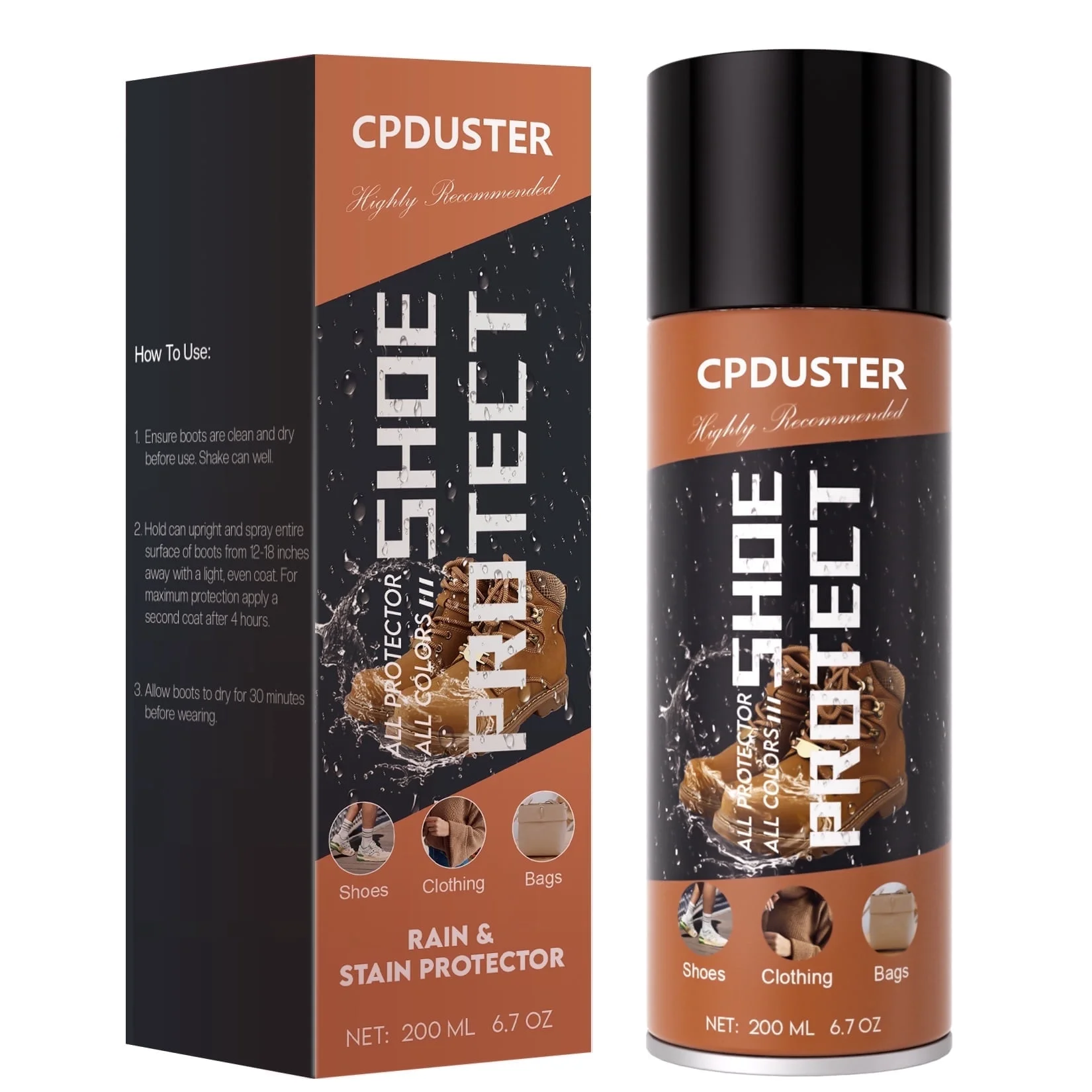 CPDUSTER Protect Shoe Protector Sprays - 6.76 Ounces Rain & Stain Water Repellent 1 Pack