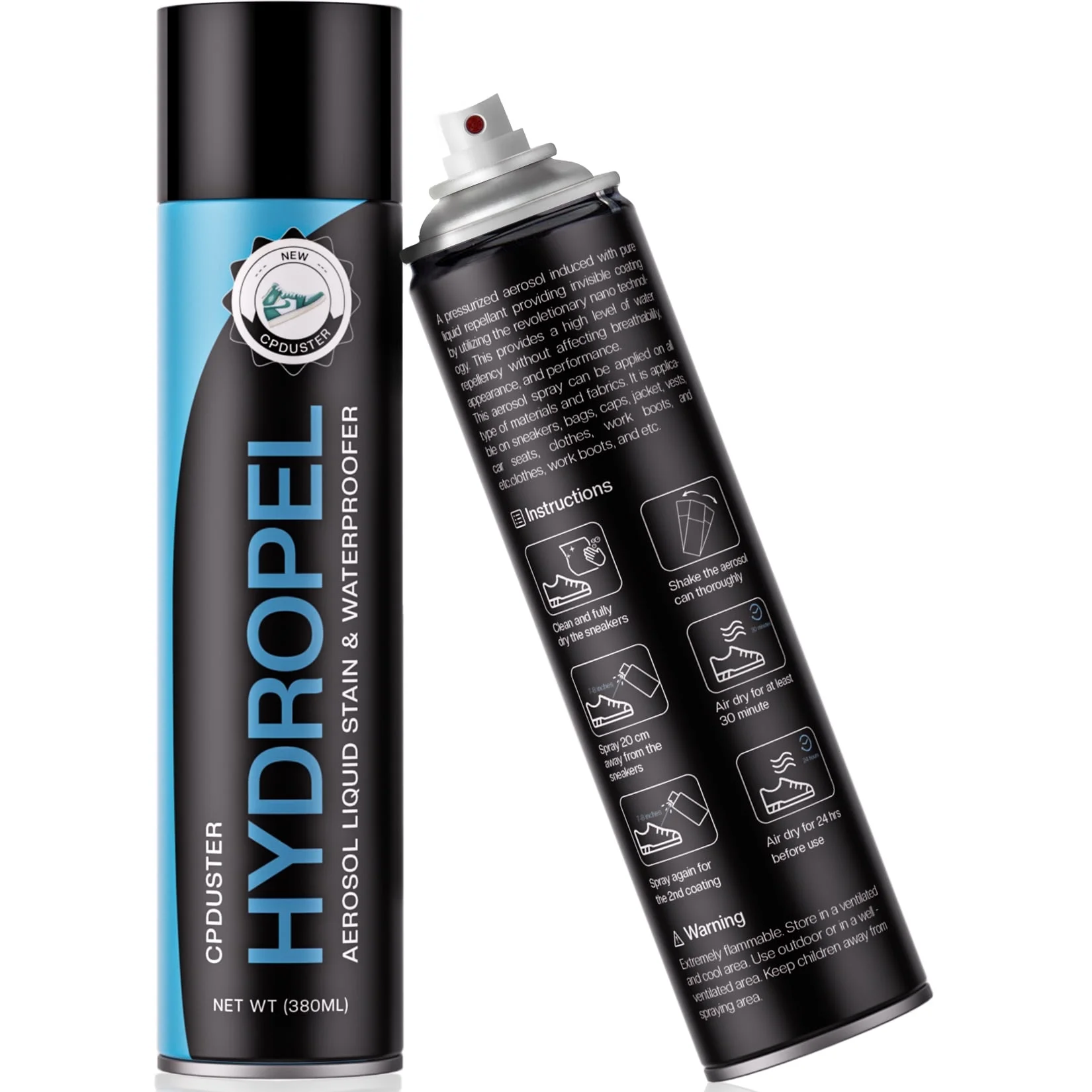 CPDUSTER Waterproofing Spray, 13.5oz Rain & Stain Waterproof Shoe Spray, Nano Protection for Sneaker, Suede, Leather