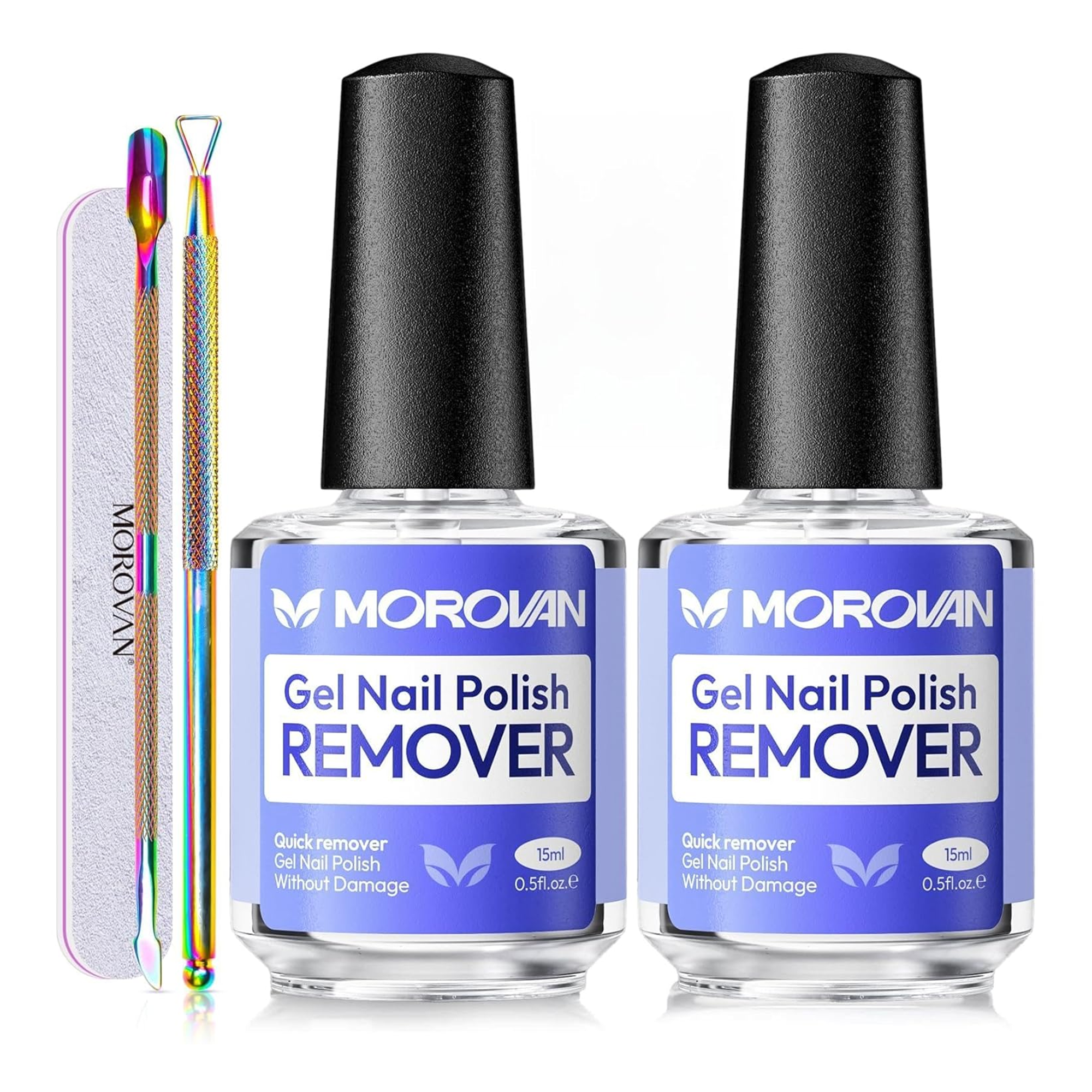 Morovan Gel Nail Polish Remover,Gel Remover for Nails No Need to Soak or Wrap, Quickly Remove Nail Polish in 3-5 Minutes, Professional Nail Remover Kit