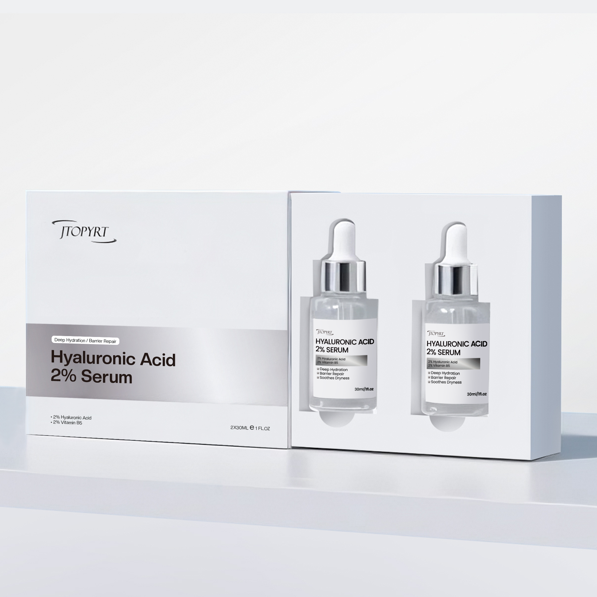 Jtopyrt Hyaluronic Acid 2% Serum Set for Face - Face Serum for Moisturizing, Visibly Plumping Skin & Smoothing the Look of Fine Lines