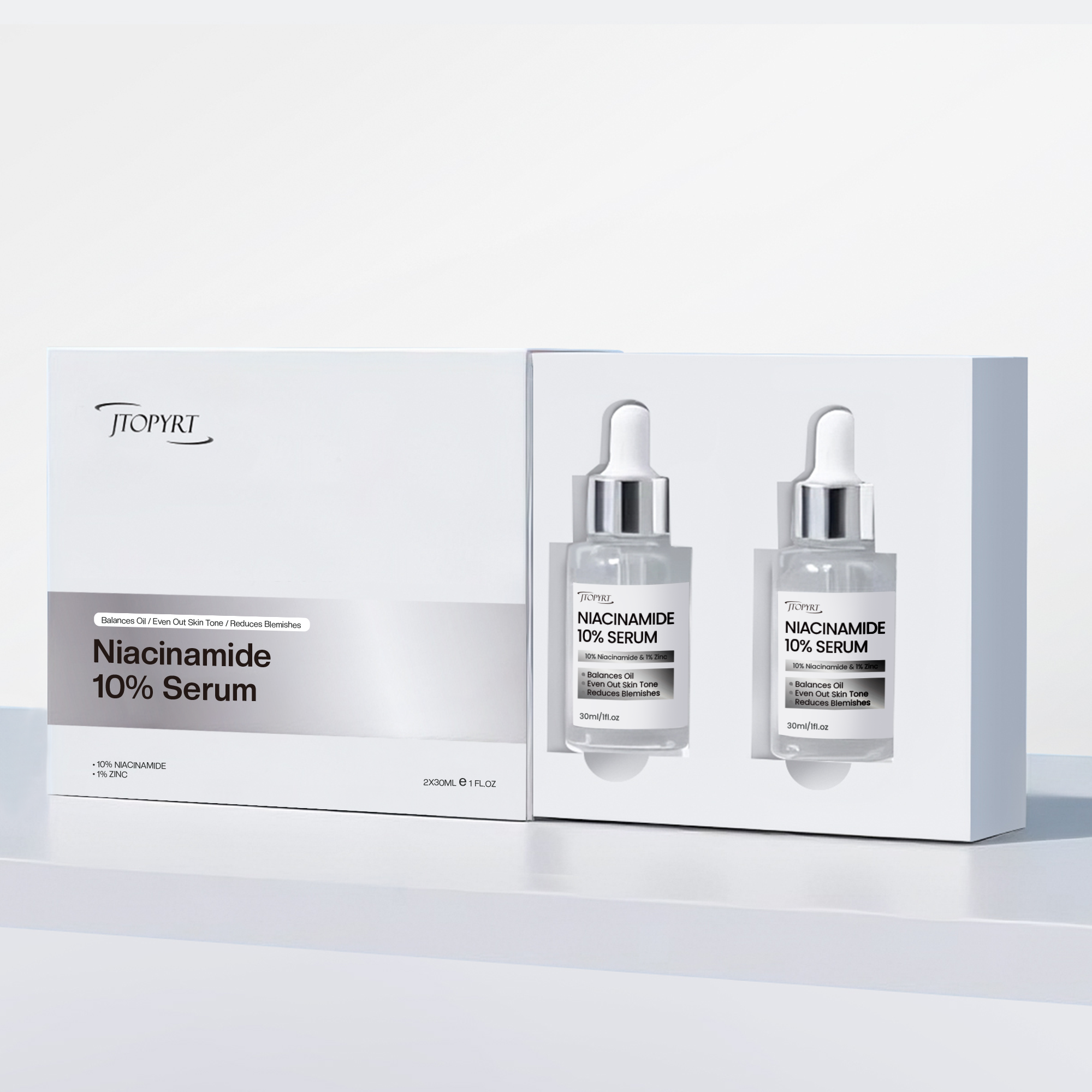Jtopyrt Niacinamide 10% Serum Set for Face, Even Skin Tone, Hydrating, Soothing & Pore-Refining Treatment