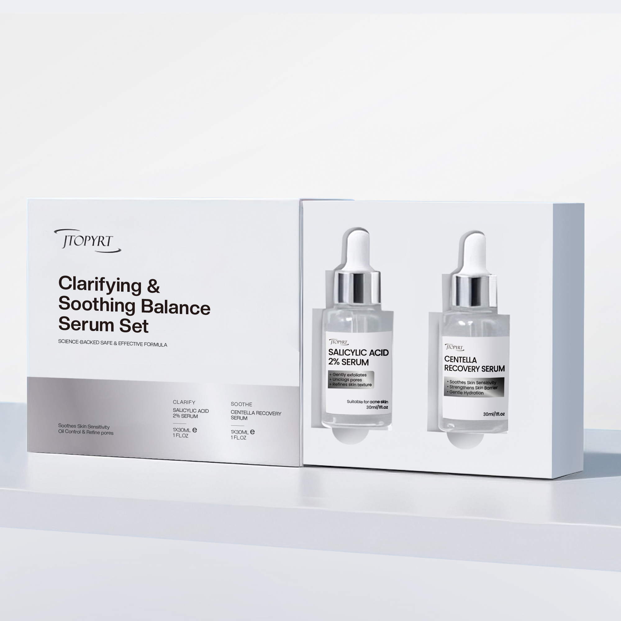 Clarifying & Soothing Balance Serum Set Includes Salicylic Acid Serum & Centella Asiatica Serum Soothing, Oil-Control, Anti-Acne for All Skin Type