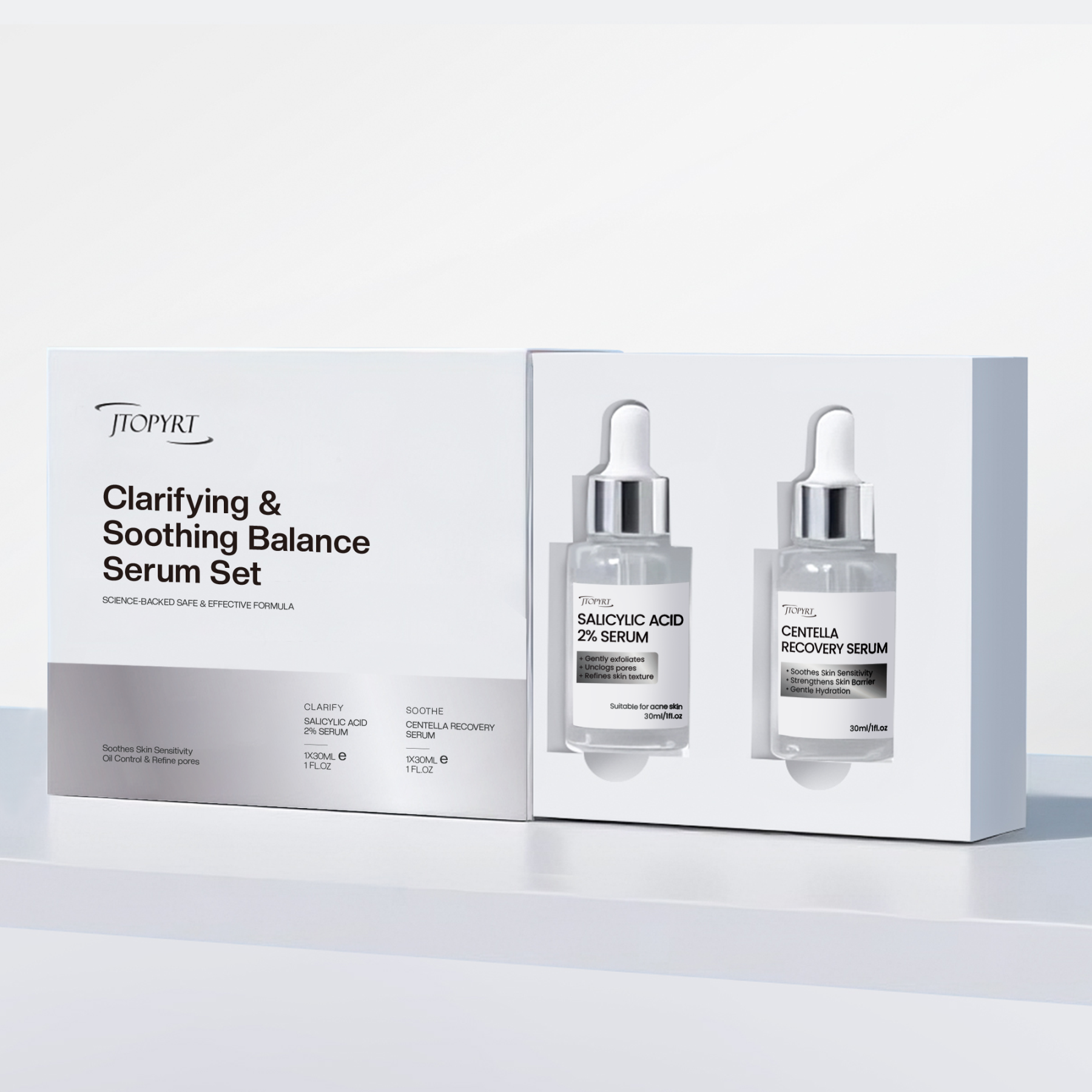 Clarifying & Soothing Balance Serum Set Includes Salicylic Acid Serum & Centella Asiatica Serum Soothing, Oil-Control, Anti-Acne for All Skin Type