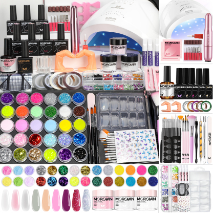 Morovan Professional Acrylic Nail Kit for Beginners - Complete Starter Set with U V Lamp Nail Tips Glue Drill Files & More