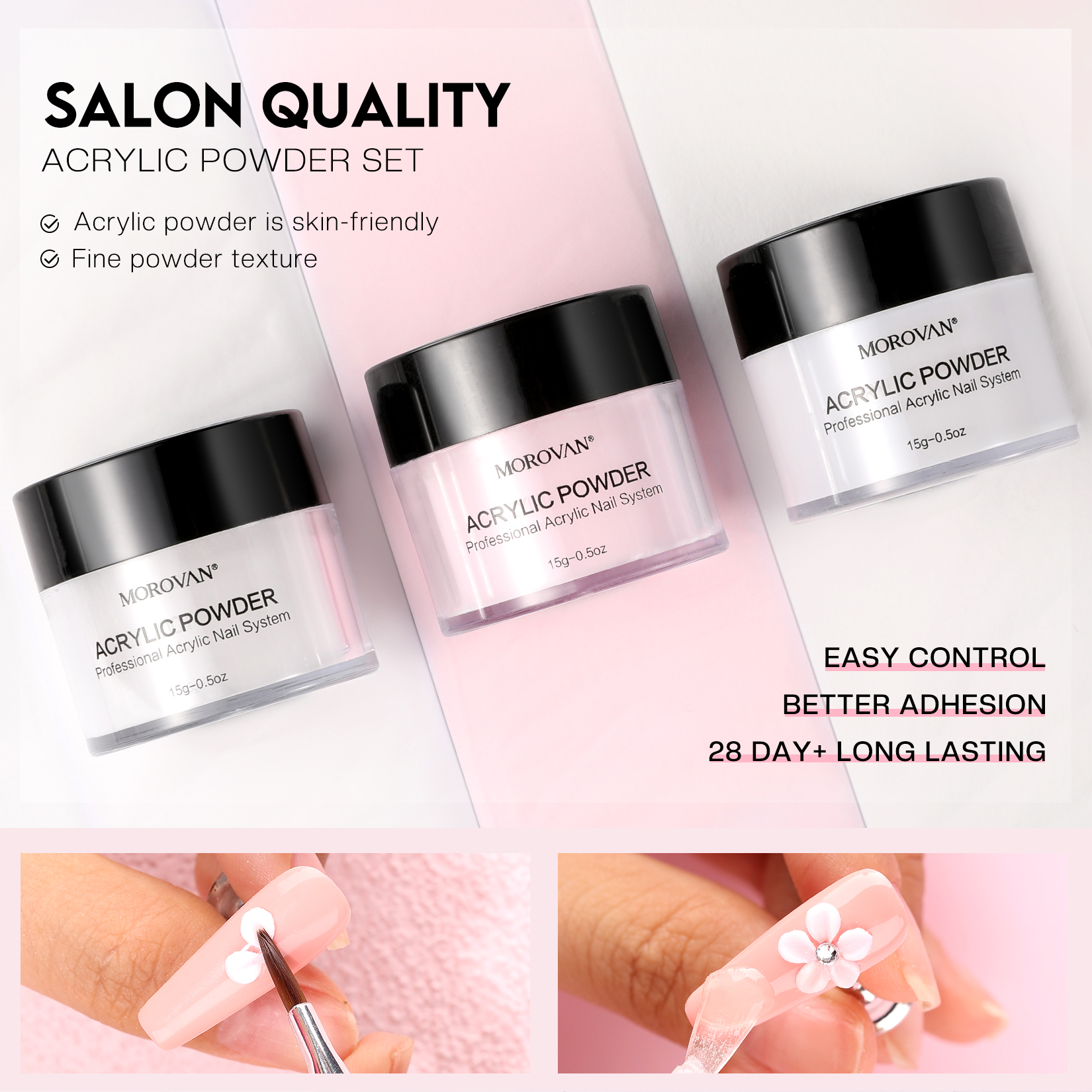 Morovan Professional Acrylic Nail Kit for Beginners - Complete Starter Set with U V Lamp Nail Tips Glue Drill Files & More