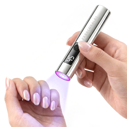 Morovan Handheld UV Nail Lamp,Portable Silver LED Light with 45/60s Timer & Display for Gel Polish DIY at Home