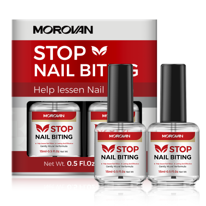 Morovan Stop Nail Biting Treatment for Kids and Adults, Natural Bitter Nail Polish with Nourishing Oil, Gently Breaks Habits & Supports Healthy Nail Growth,0.5fl.oz,2pcs