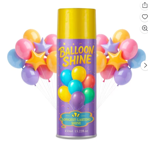Balloon Shine Spray, Long‑Lasting Gloss Enhancer for Latex Party Balloons, 15.22 fl oz (450ml), 1pc