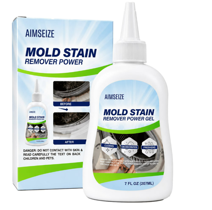 AIMSEZIE Mold Stain Remover Power Gel Cleaner Heavy Duty Cleaning Solution for Front Loader Washing Machine Seal,Bathroom Grout,Shower,Caulk,7 fl oz.