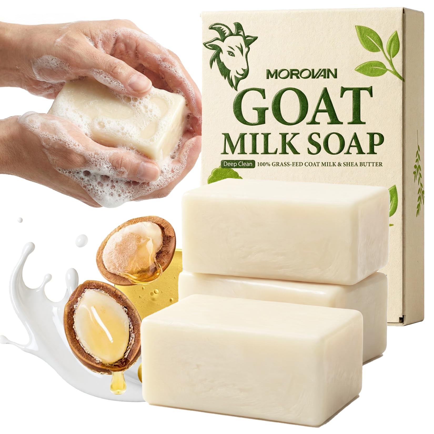 Goat Milk Soap Natural Moisturizing Formula for Eczema and Dry Skin Relief Body Cleanser for Men and Women with Sensitive Skin 3 Bars Value Pack