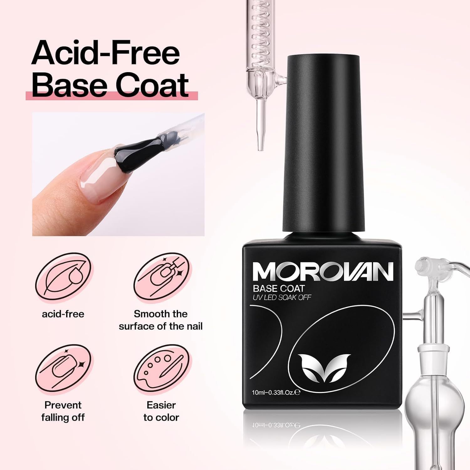 Morovan Gel Base Top Coat: 3PCS No Wipe Gel Shine Matte Top and Base Coat Set