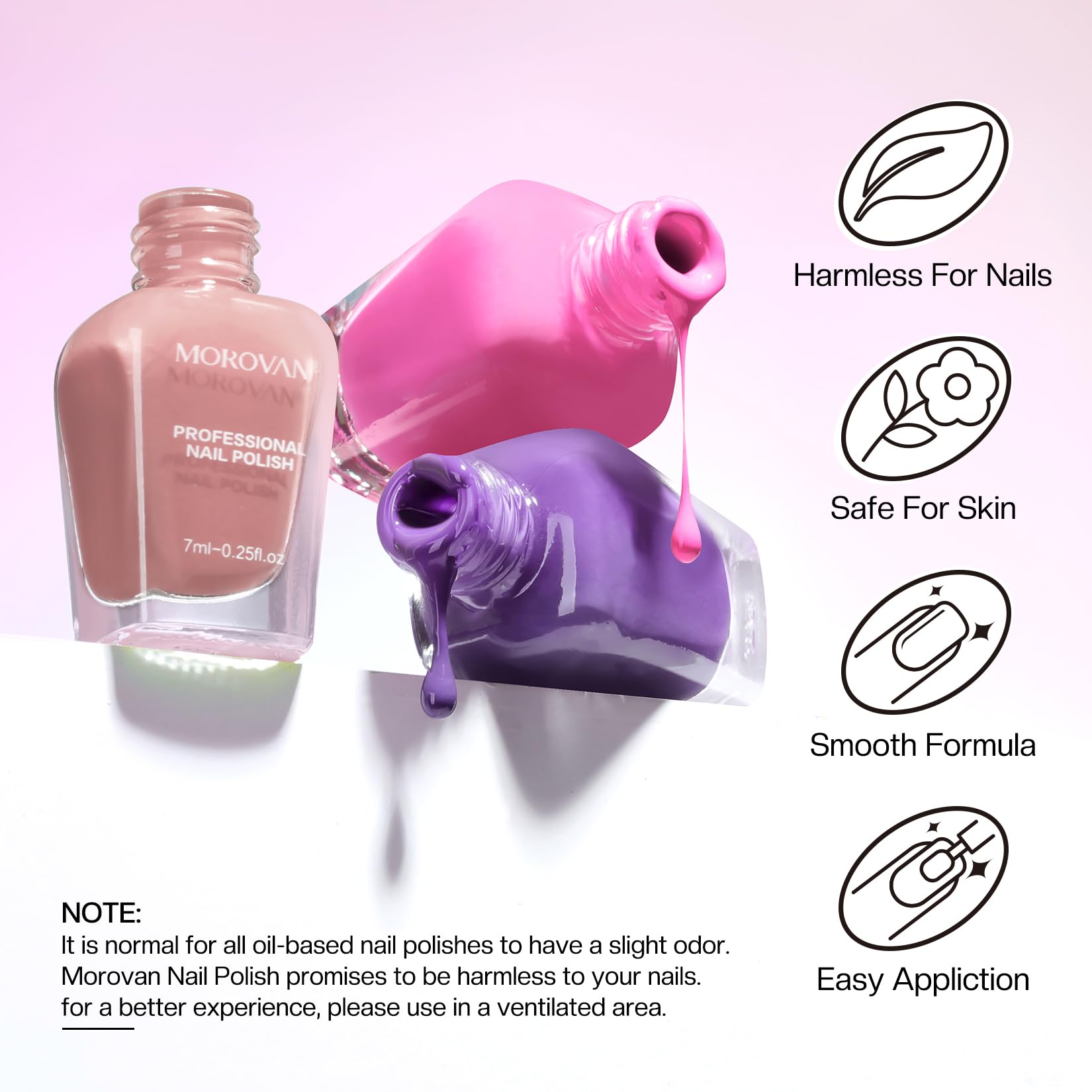 Morovan Christmas Nail Polish Set - 6pcs Colors Pink Glitter Quick Dry Nail Polish Gift Kit for Women,0.25 oz