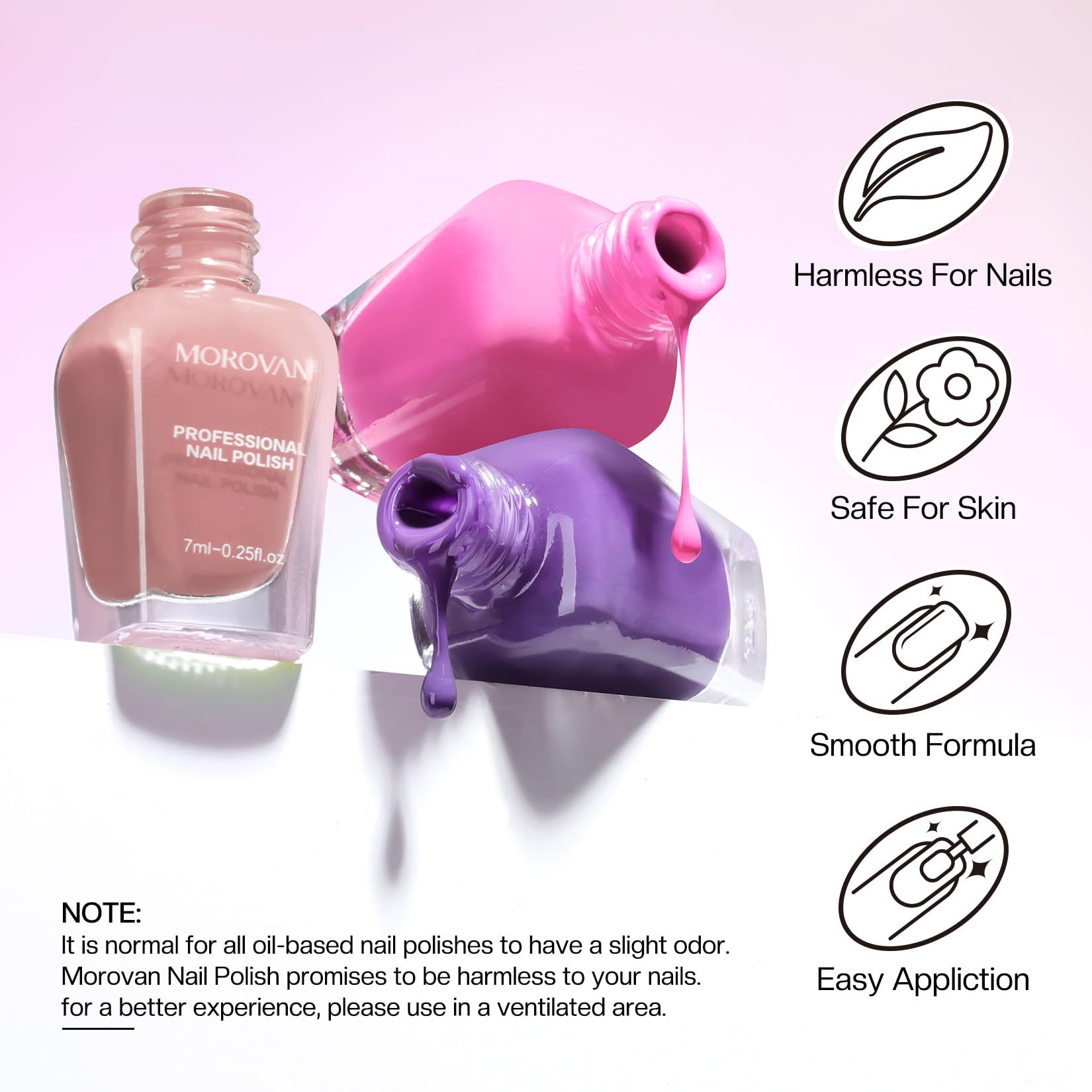 Morovan Christmas Nail Polish Set - 6pcs Colors Pink Glitter Quick Dry Nail Polish Gift Kit for Women,0.25 oz