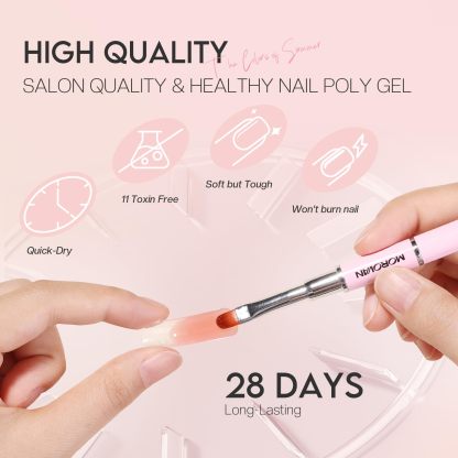 Morovan Poly Gel Nail Kit Starter Kit: 6 Colors Poly Nail Gel Kit with U V Lamp Complete Nail Extension Poly Gel Kit for Beginners