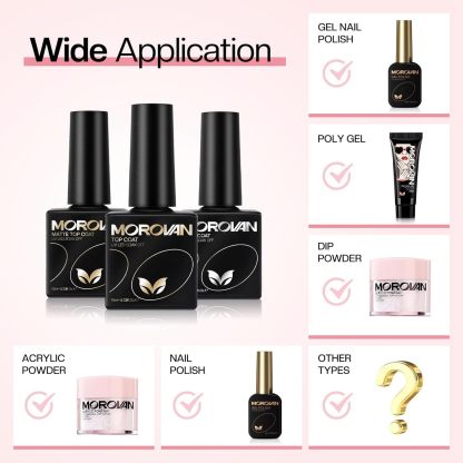 Morovan Gel Base Top Coat: 3PCS No Wipe Gel Shine Matte Top and Base Coat Set
