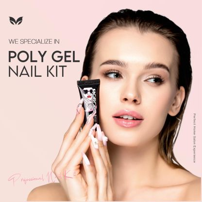 Morovan Poly Gel Nail Kit Starter Kit: 6 Colors Poly Nail Gel Kit with U V Lamp Complete Nail Extension Poly Gel Kit for Beginners