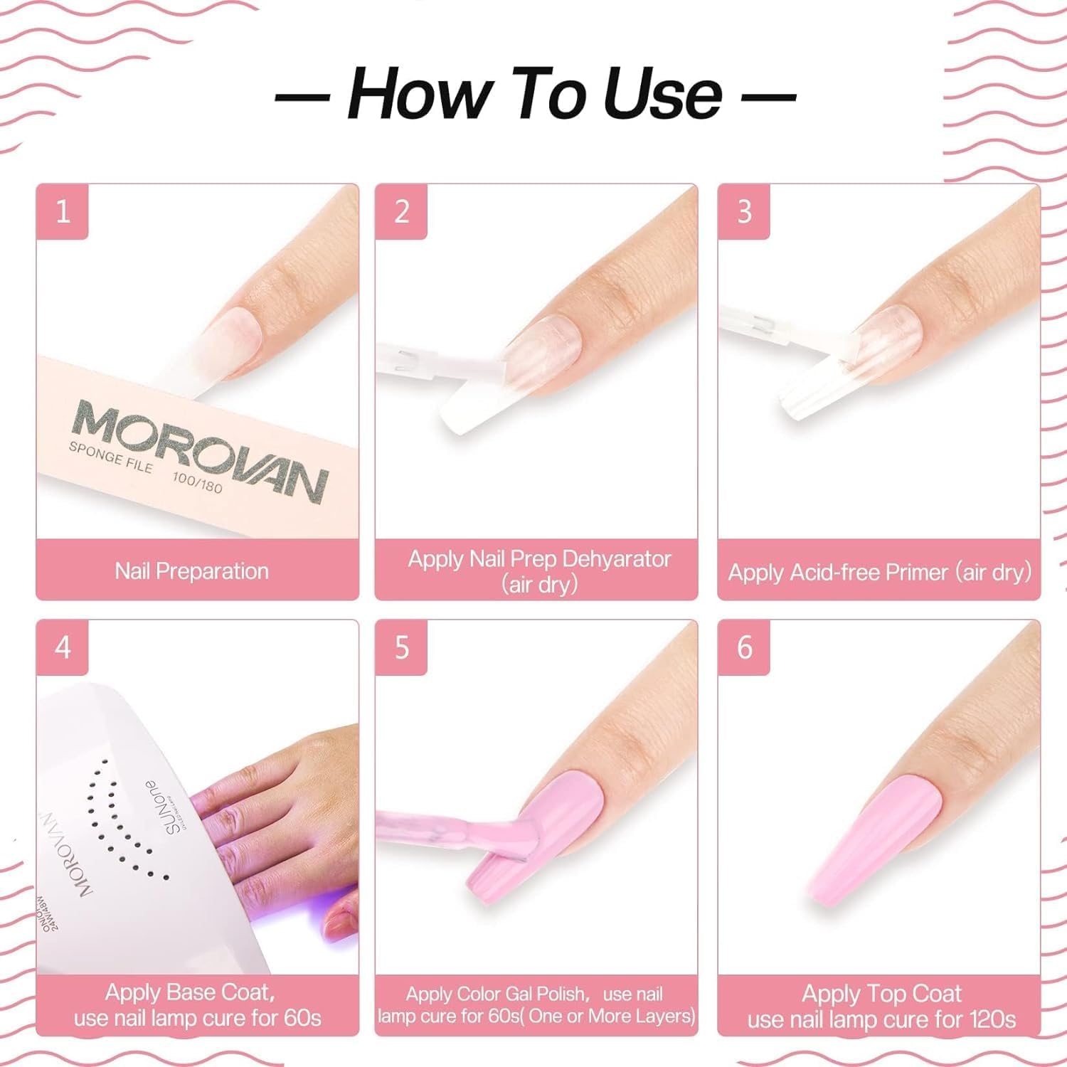 Morovan Gel Base Top Coat: 3PCS No Wipe Gel Shine Matte Top and Base Coat Set