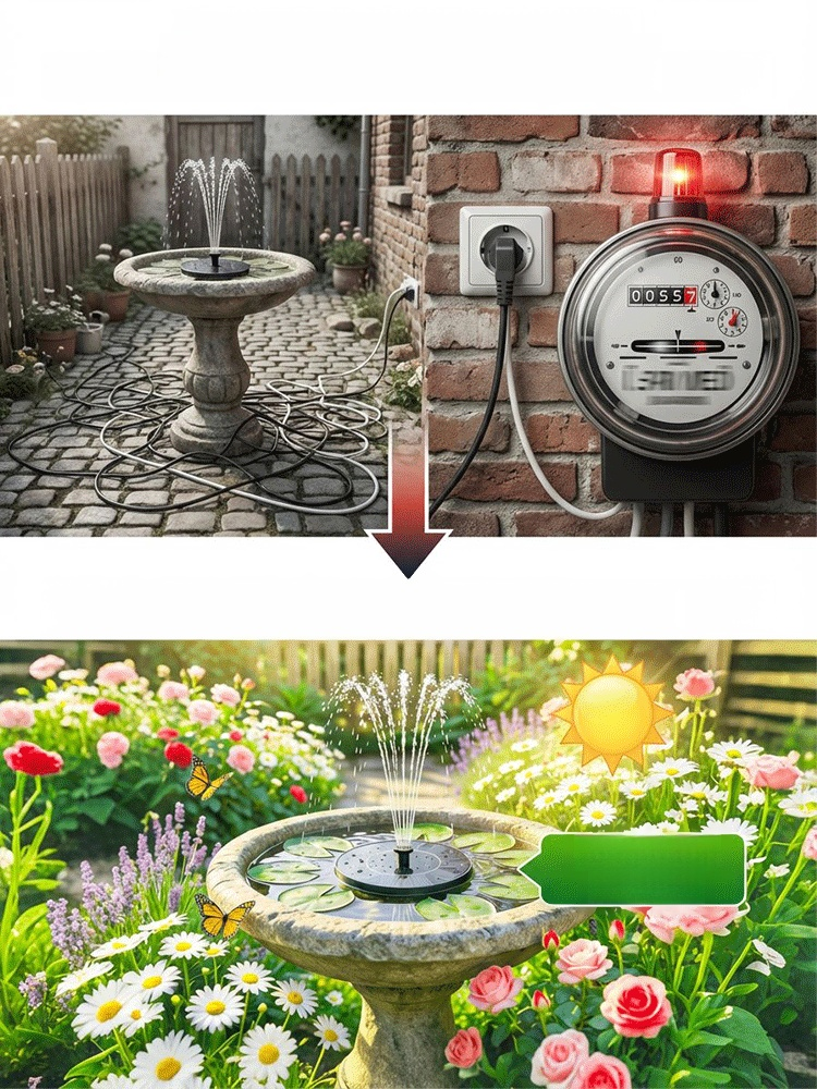 Solar suspended fountain☀️Solar powered, no electricity required 💦Floating fountain, oxygenated water 🌿Beautiful and refreshing garden landscaping 🔋Automatic start/stop, worry-free and durable