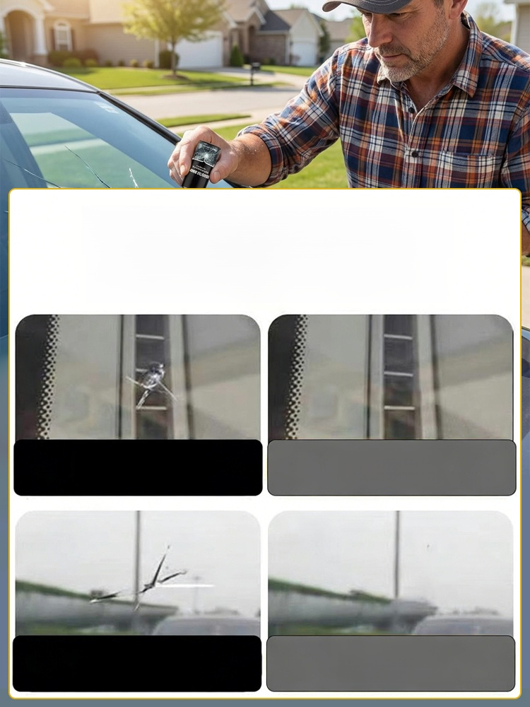 This liquid perfectly repairs broken glass.   German patented black technology repair station. Repairs instantly. Leaves no trace after repair