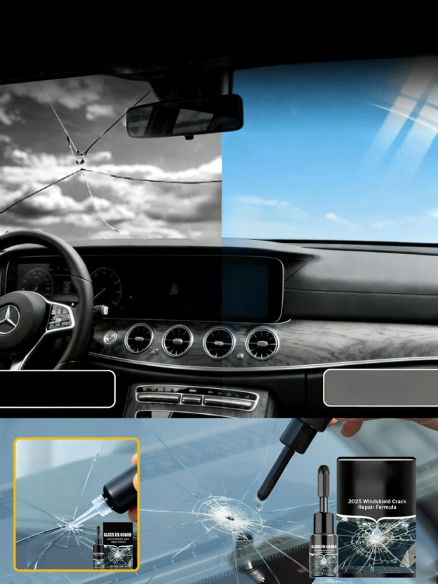 This liquid perfectly repairs broken glass.   German patented black technology repair station. Repairs instantly. Leaves no trace after repair