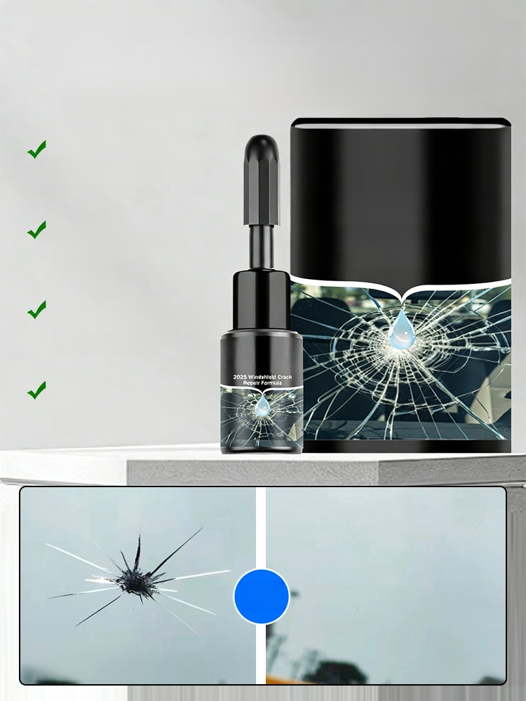 This liquid perfectly repairs broken glass.   German patented black technology repair station. Repairs instantly. Leaves no trace after repair